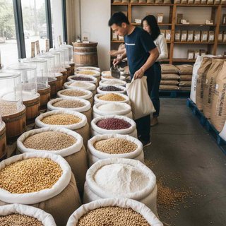 곡물, 곡분 및 가축 사료 소매업